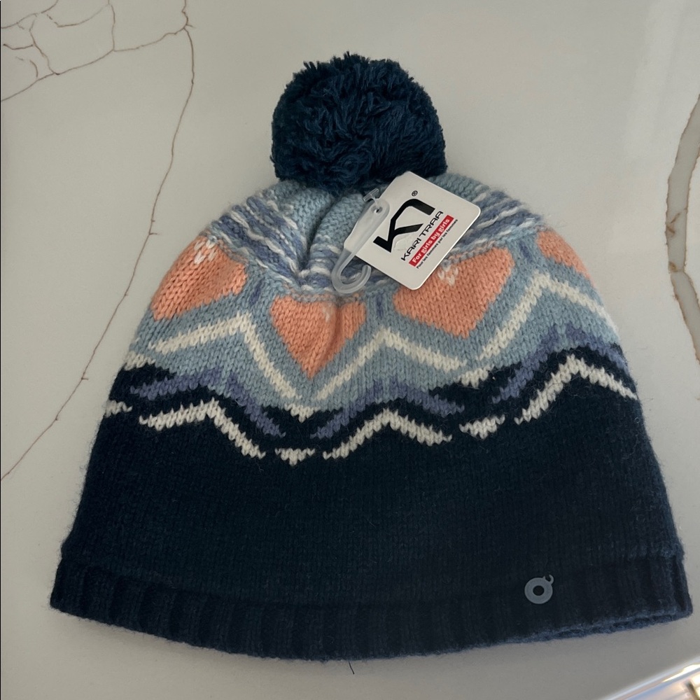 Kari Traa Kids Knit Beanie - Navy and Peach